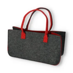 Holztasche Filz Anthrazit | Rot